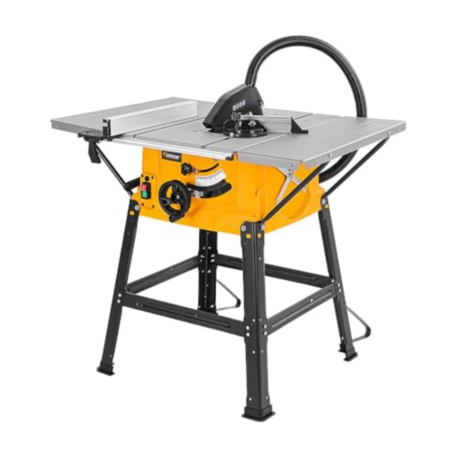 

10-Inch Table Saw - 15-Amp Electric Power Saw with Stand and Extendable Table for Woodworking Carpentry DIY Projects