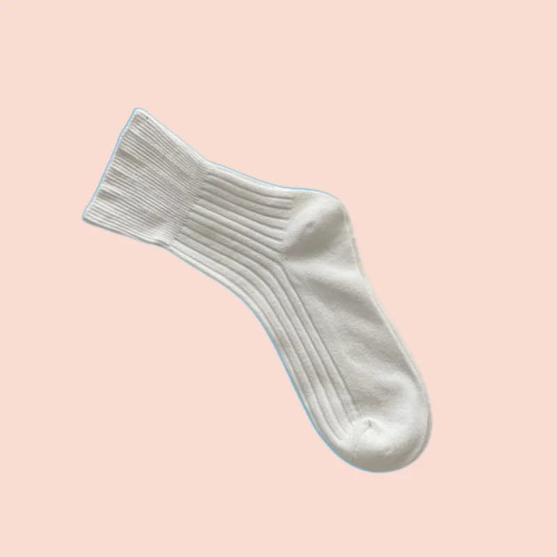 3/6 Pairs Middle Tube Socks Cotton Socks Double Needle Pure Cotton Spring and Summer Stacked Socks Women White Postpartum Socks