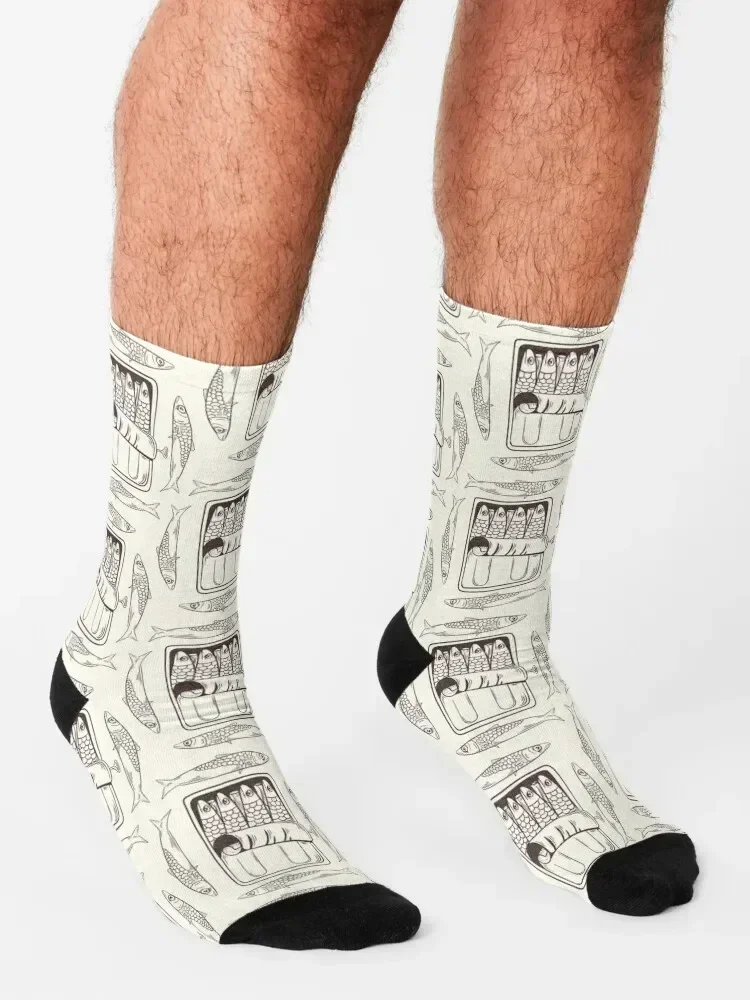 Sardine pattern Socks floor Non-slip funny sock tennis Socks For Women Men's