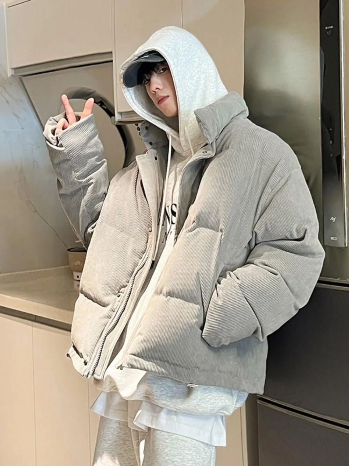 

American Sle Stand Collar Jaet Cotton Coat Men Women Winter Vintage Bread High Street Cool Motorcycle Leather Cotton Clothes