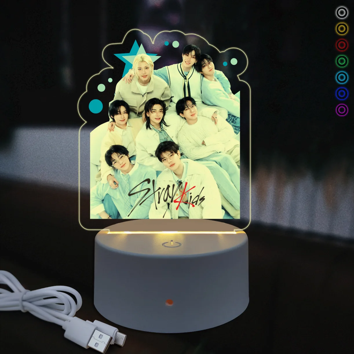

Stray Kids 3d Acrylic Stand Night Light 7 Rgb Color Changing Usb Powered Bedside Lamp Bedroom Decor For Kpop Fans Idol Gift
