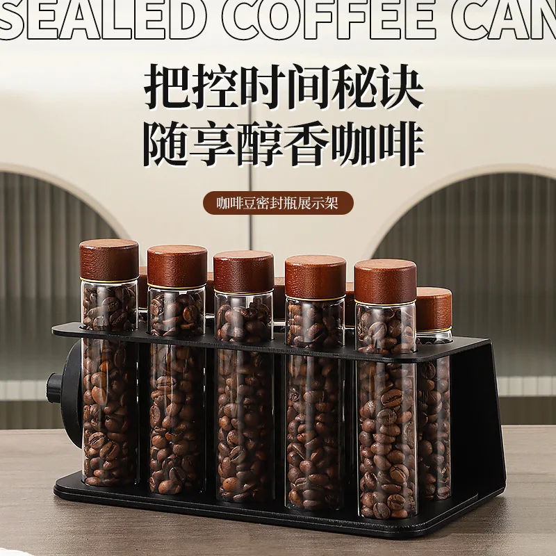 Portable Coffee Bean Storage Canister One-way Degas Valve Coffee Rest Jar Aroma Tasting Bottle Display Rack view 2
