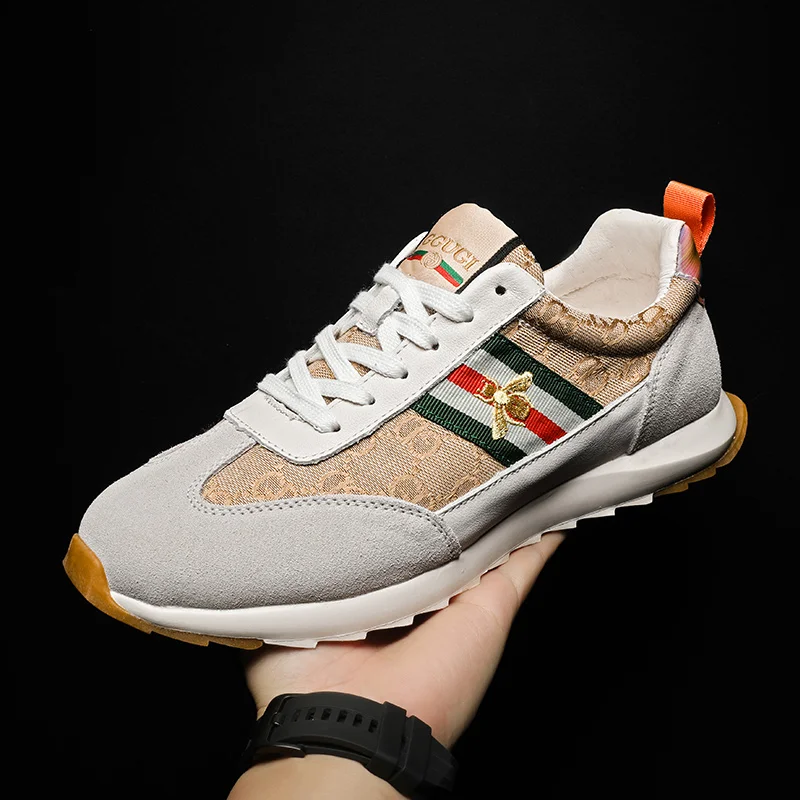 

Men's Running Shoes Top Layer Cowhide Men's Trendy Sneakers Pigskin Inner Lining Latex Insole2025Summer Breathable Season