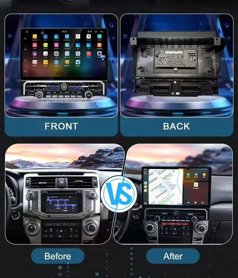 

15,6-дюймовый автомобильный радиоприемник Android для Toyota 4 Runner 2009-2023 гг., интеллектуальные системы, GPS-навигация, Carplay Auto, 8-ядерный 4G-плеер, WIFI BT