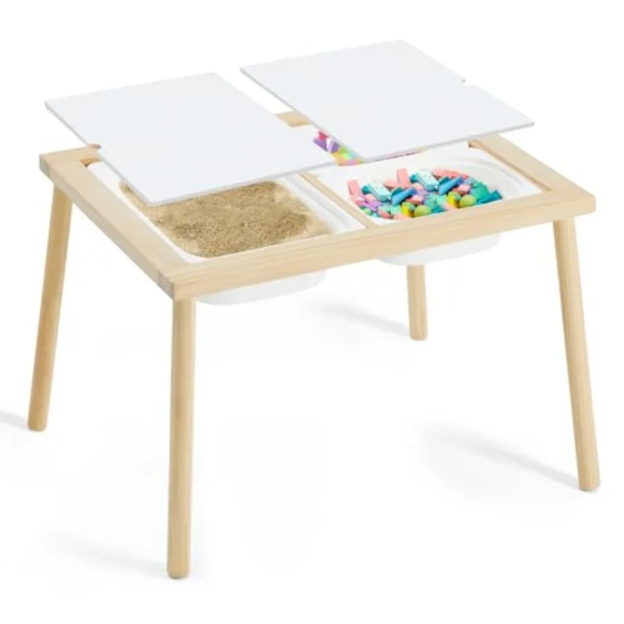

Sensory Table for Toddlers 1-3, Table with 3 Storage Bins Writable Lids, Sensory Activity Table, Play Sand Table for Indoor Out