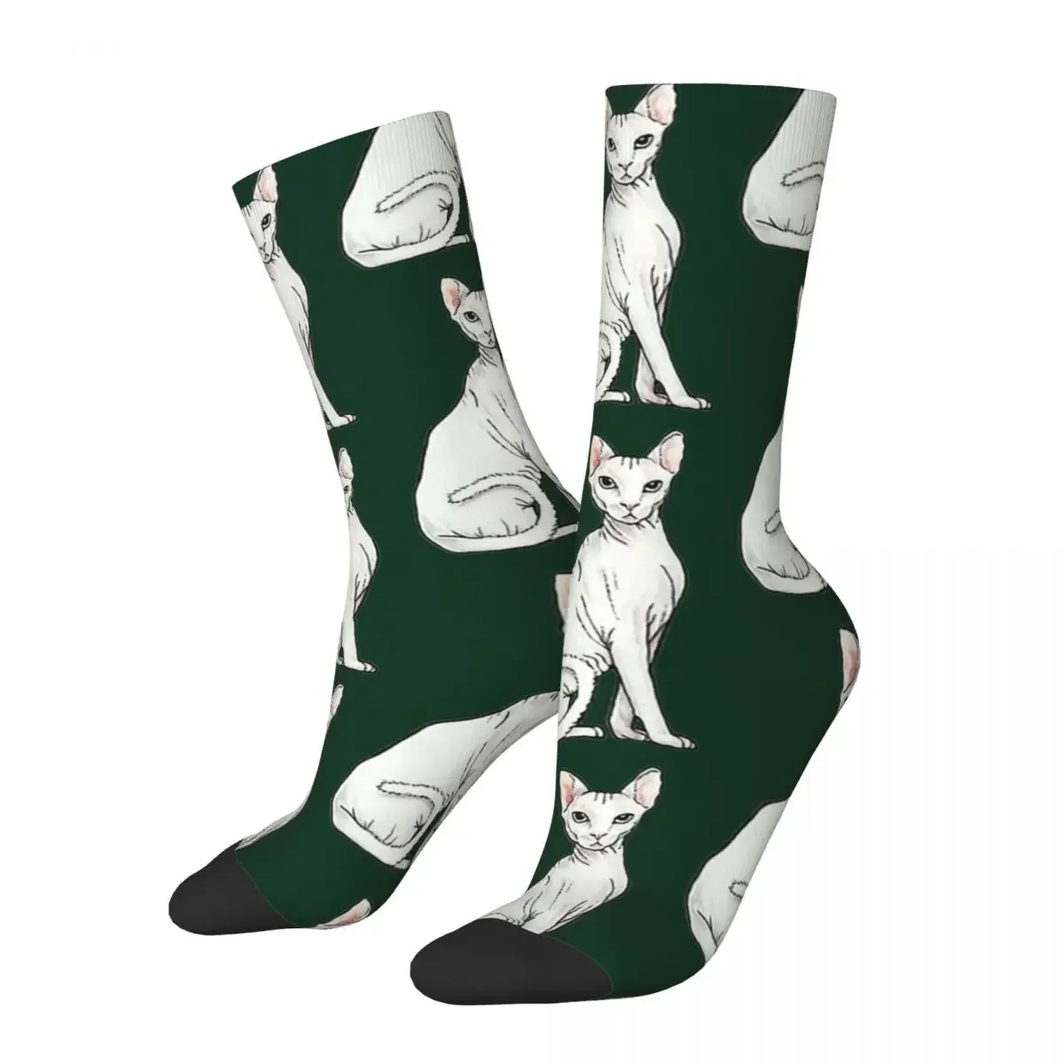 Hip Hop Retro Sphynx Cat Crazy Men's Socks Unisex Sphynx Hairless Cat Harajuku Pattern Printed Funny Happy Crew Sock Boys Gift