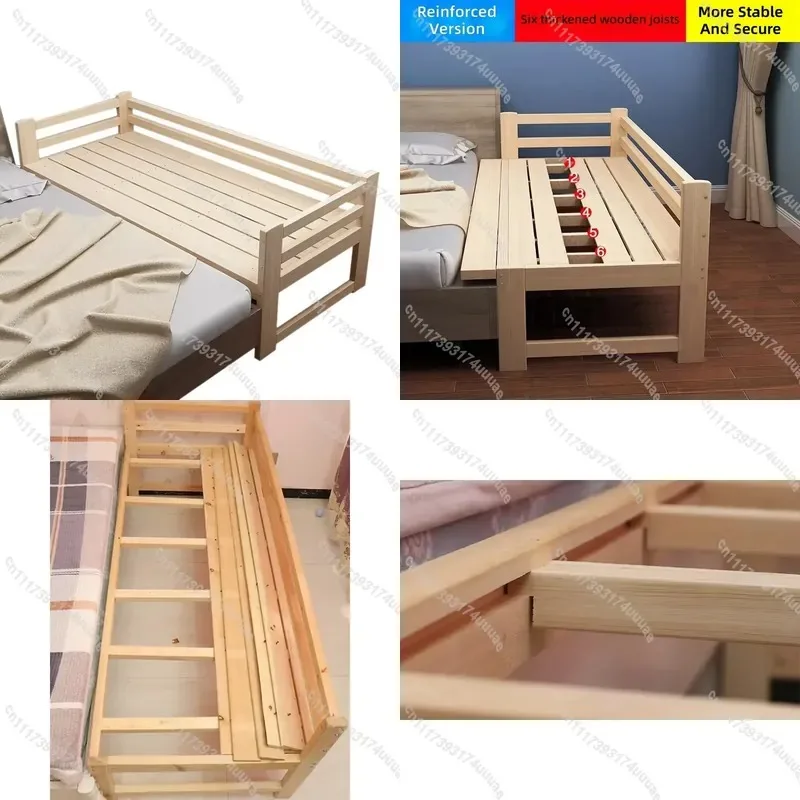 for Wide Splicing Bed Extended Solid Wood with Guardrail Pine Edge Bed Children Adult Single Bed