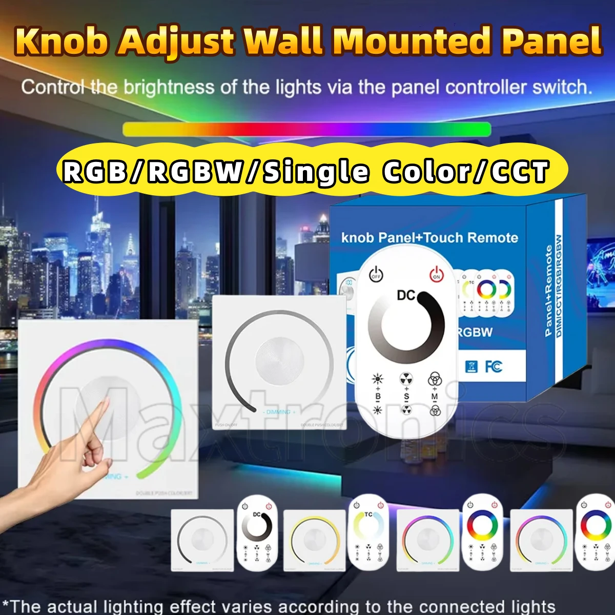 

НОВАЯ ручка регулировки настенного переключателя панели беспроводной контроллер для 5050 COB WS2812B одноцветная/CCT/RGB/RGBW светодиодная лента