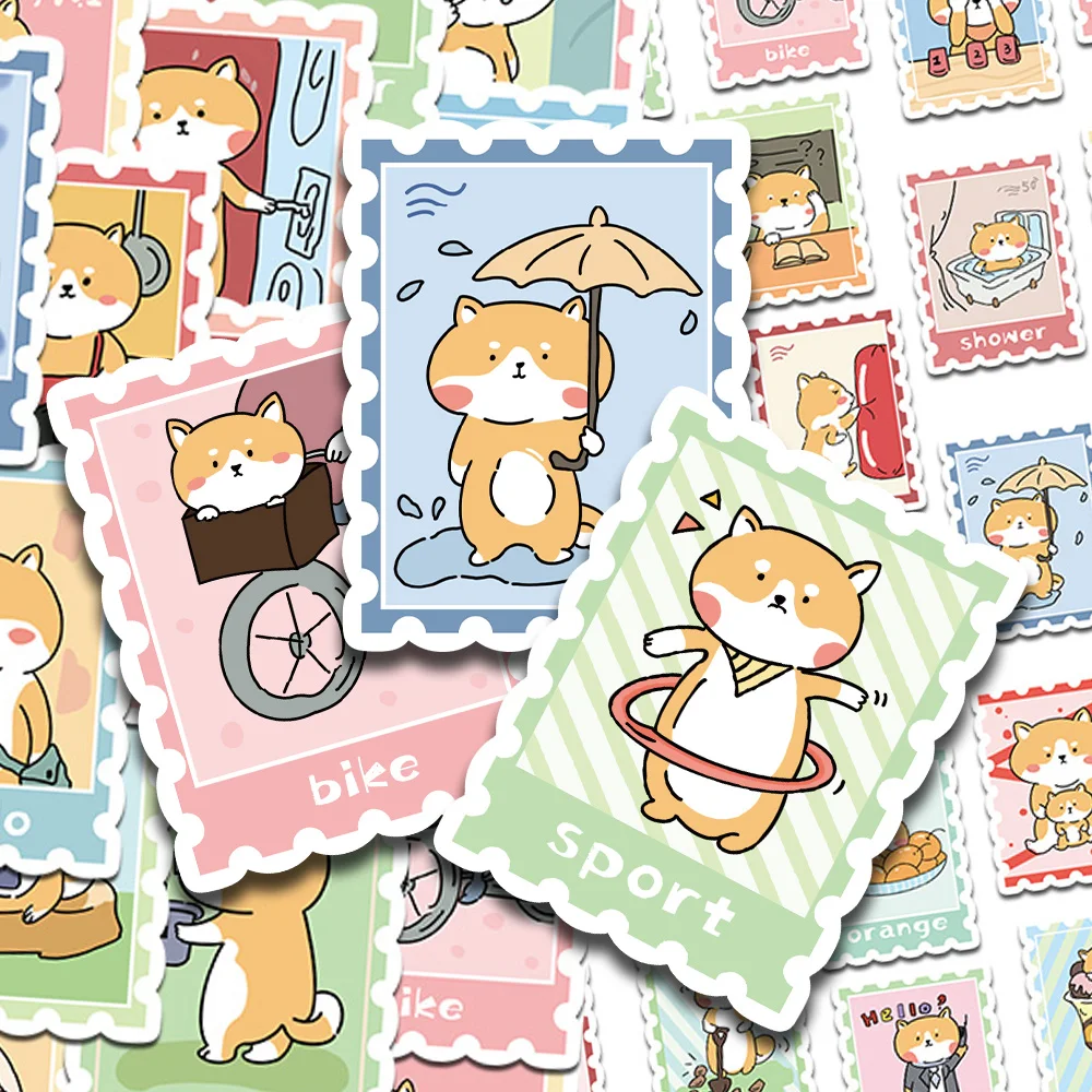 50 stücke Cartoon Niedlichen Hund Stempel Aufkleber Aufkleber Für Laptop Sammelalbum Brief Skateboard Helm DIY Cartoon Ästhetische Aufkleber