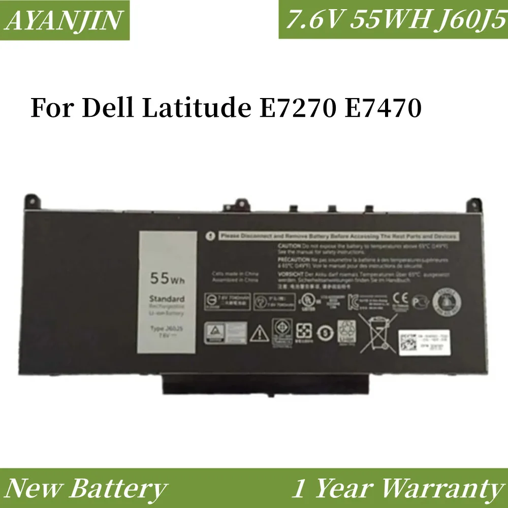 Nieuwe 7.6V 55Wh J60J5 Vervanging Laptop Batterij Voor Dell Latitude E7270 E7470 J60J5 R1V85 MC34Y 242WD