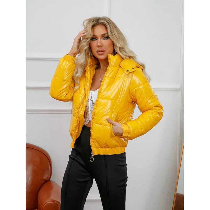 2025 Autumn and Winter New Fashion Leisure Style Loose Long Sleeves Zipper Pocket Color Collision Jacket Parkas Women