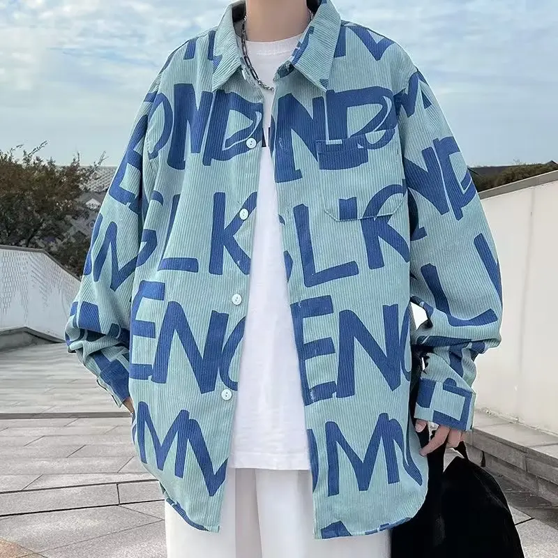 

Осень-зима, большой размер 300, мужская повседневная вельветовая одежда Long Sve, гонконгская Sle, японская верхняя одежда, модная