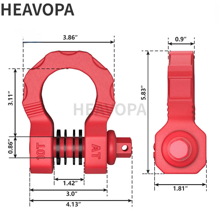 10T shaped forged craft trailer shackle SUV trailer hook 3/4 inch rescue trailer hook D ring shackle