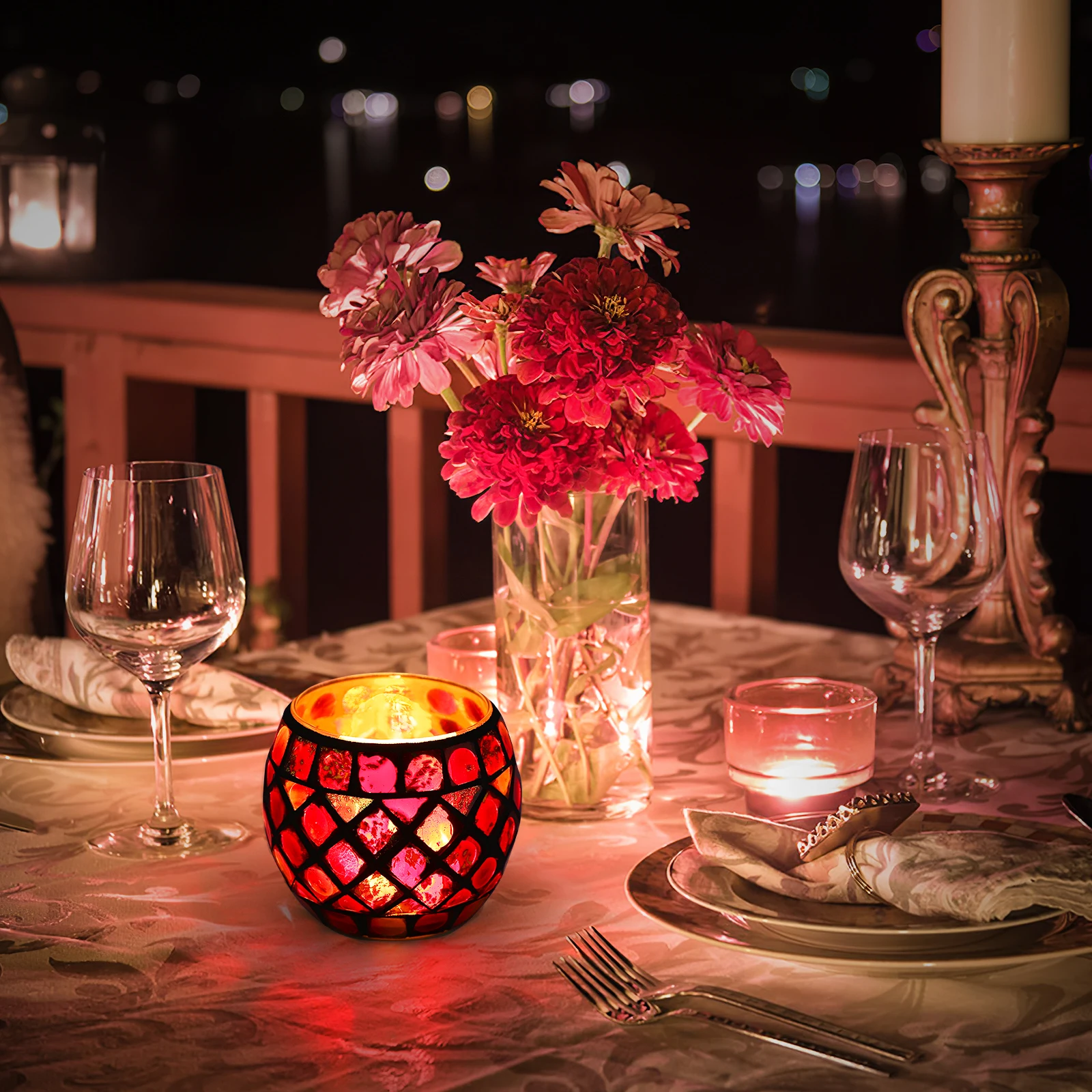 

Glass Holder Couple Candlestick Wedding Decor Tealight Holders Stand Office