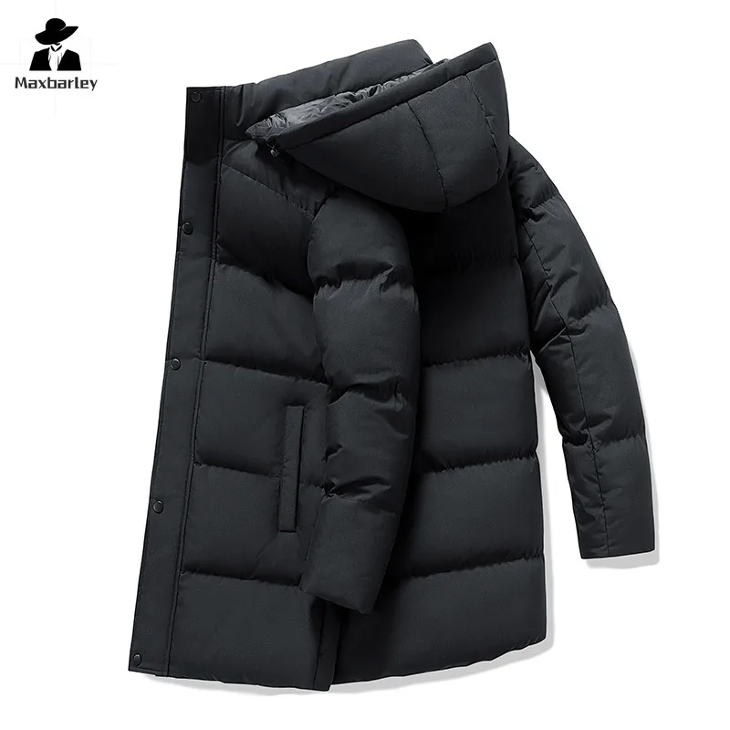 Winter Long Jacket Men's Fashion Graphene Heating Waterproof Cold-proof Cotton-padded Coat Casual Thickened Warm Hooded Parka