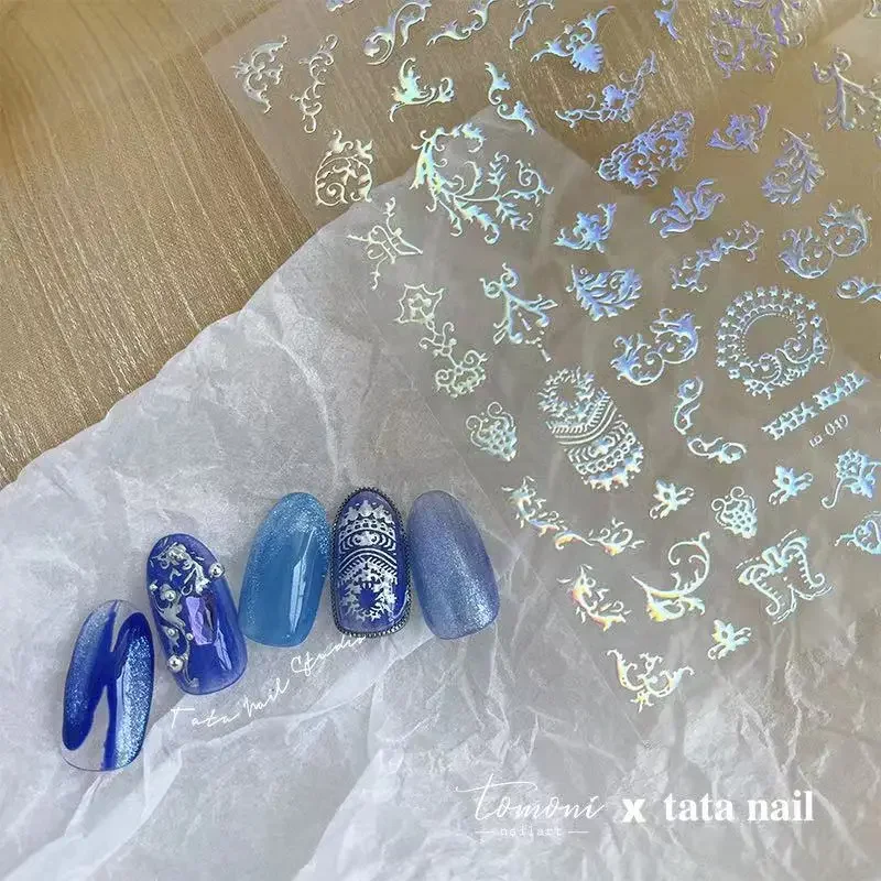 New Bronzing Laser Silver Flame Sticker High Quality Nail Art Sticker Nail Art Decoration Sticker TA-066