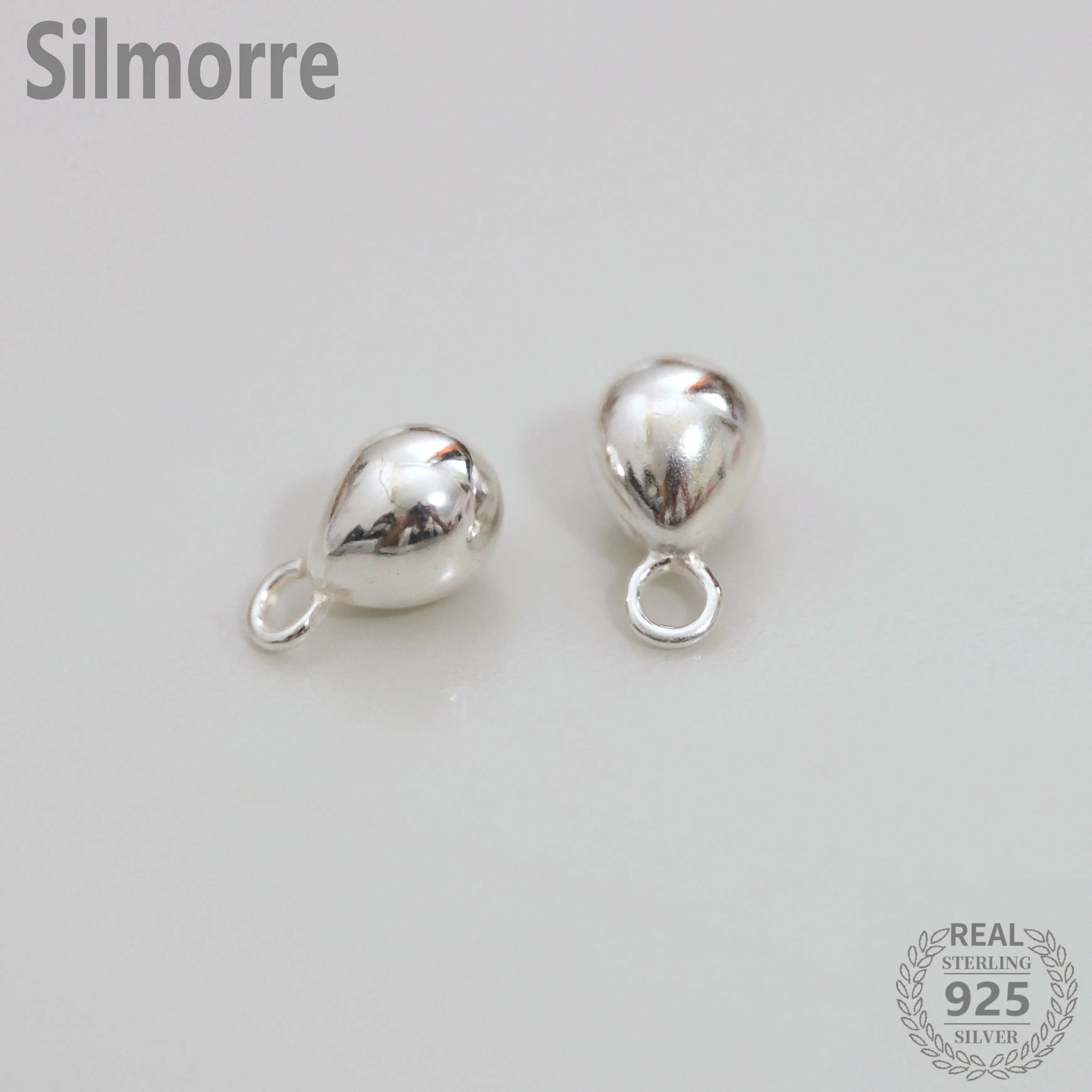 2PCS 100% Solid 925 Sterling Silver Waterdrop Charm Pendant for DIY Fine Jewelry  Making  JQ0115