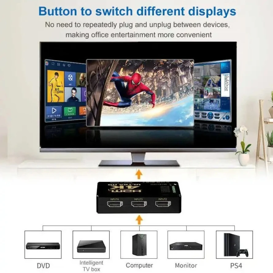 3 Port HDMI-compatible Switch 4K 3D HDMI-compatible VIdeo Switcher 3 Input 1 Output KVM Switches for PC Laptop Xbox PS4 DVD TV image 3