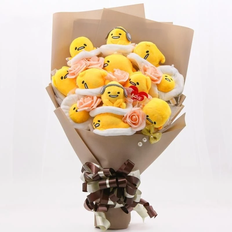 Kawaii Sanrio Gudetama Plush Bouquet Egg Cartoon Handmade Girls Valentine'S Day Graduation Christmas Gifts Toy