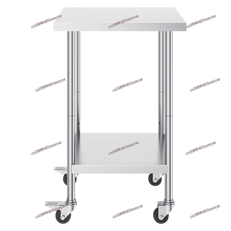 

24 * 24 heavy duty stainless steel prep table, modern kitchen equipment with 4 casters, durable food workbench with wheels