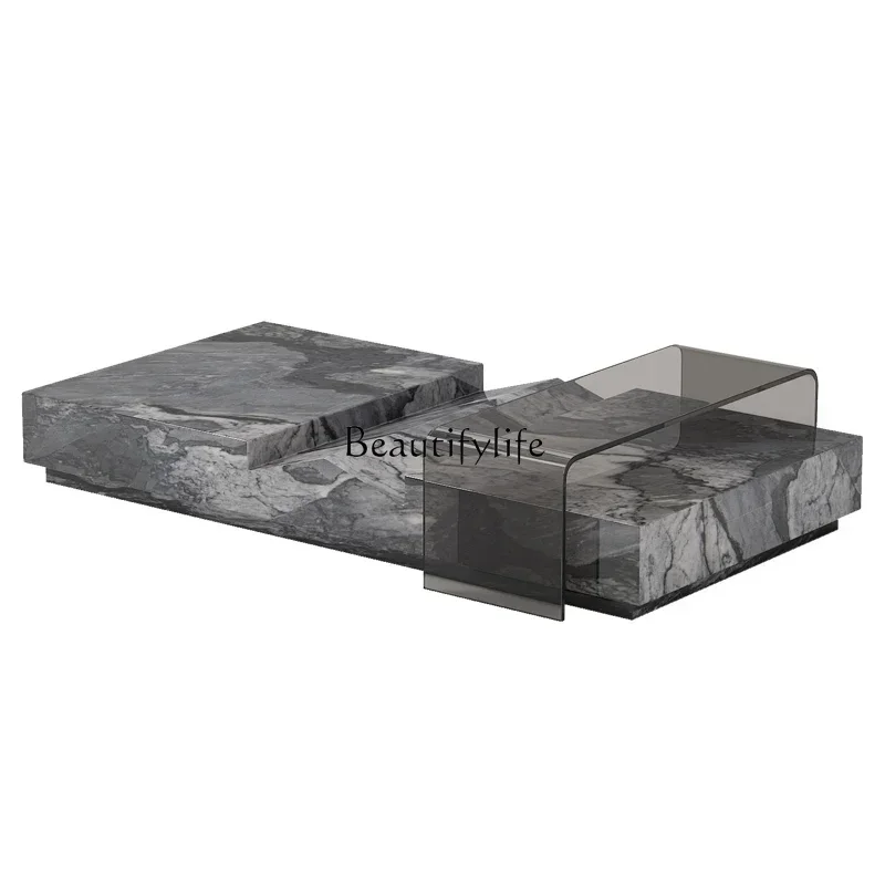 

D06Italian minimalist small apartment rock slab coffee table high-end modern creative coffee table
