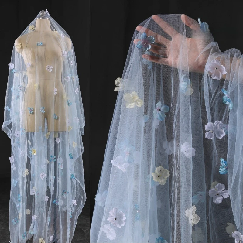 

Фэнтезийный цветок, расшитый бисером, прозрачный тюль, свадебный фон, украшение, свадебное платье, детская одежда, сетчатая ткань