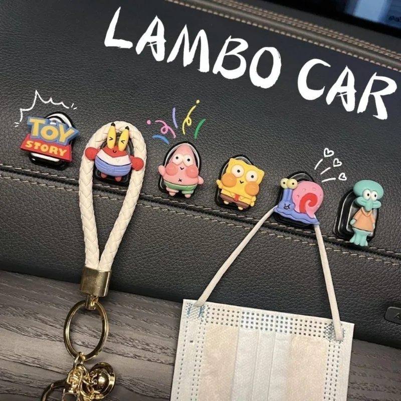 

Car Spongebo Vehicle Mounted Small Front Hook Cute Cartoon Decoration Inside The Car Passenger Storage Mini Storage 2026 New