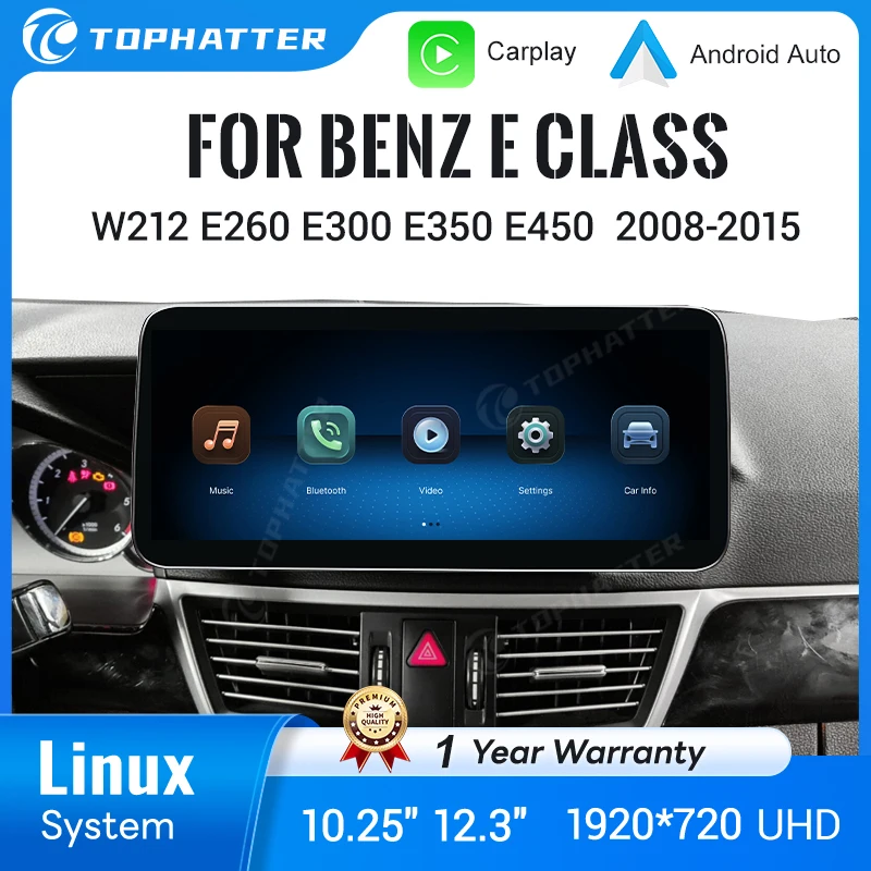

FOR MERCEDES-BENZ E-CLASS W212 2008-2015 Bluetooth Video Playback Linux System 10.25"12.3" UHD Touchscreen Multimedia Player
