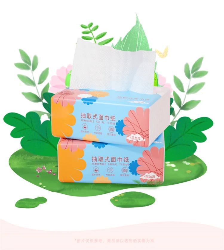 Virgin Bamboo Pulp Facial Tissues Eco-Friendly Recycled Paper Home Use Soft Facial Tissue Toilet Paper Hotel Restaurant