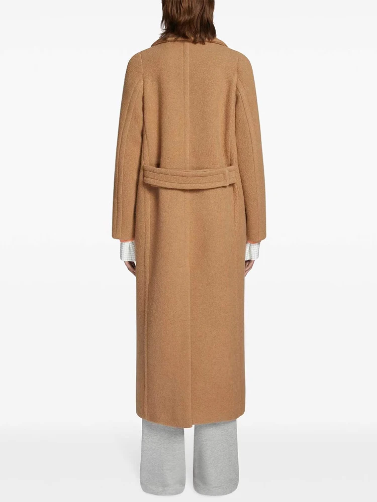 LISM-abrigo de lana color Camel para mujer, abrigo holgado con solapa y doble botonadura, manga larga, lazo en la cintura trasera, novedad de invierno 2024