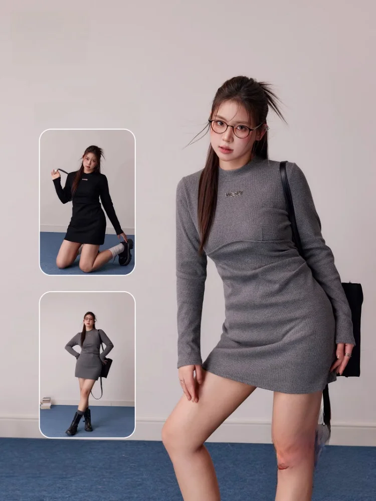 

Базовый свитер для похудения Dr Puffy Sister Ele Lady Sle с высокой талией, облегающая внутренняя одежда, корейская версия, поездка на работу и ветер