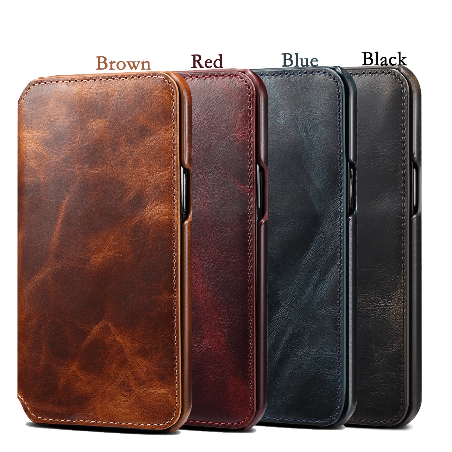 

Genuine leather wallet phone case for iphone11/12/13 11/12 11pro 13promax business style card Samsung S9 S10 phone case