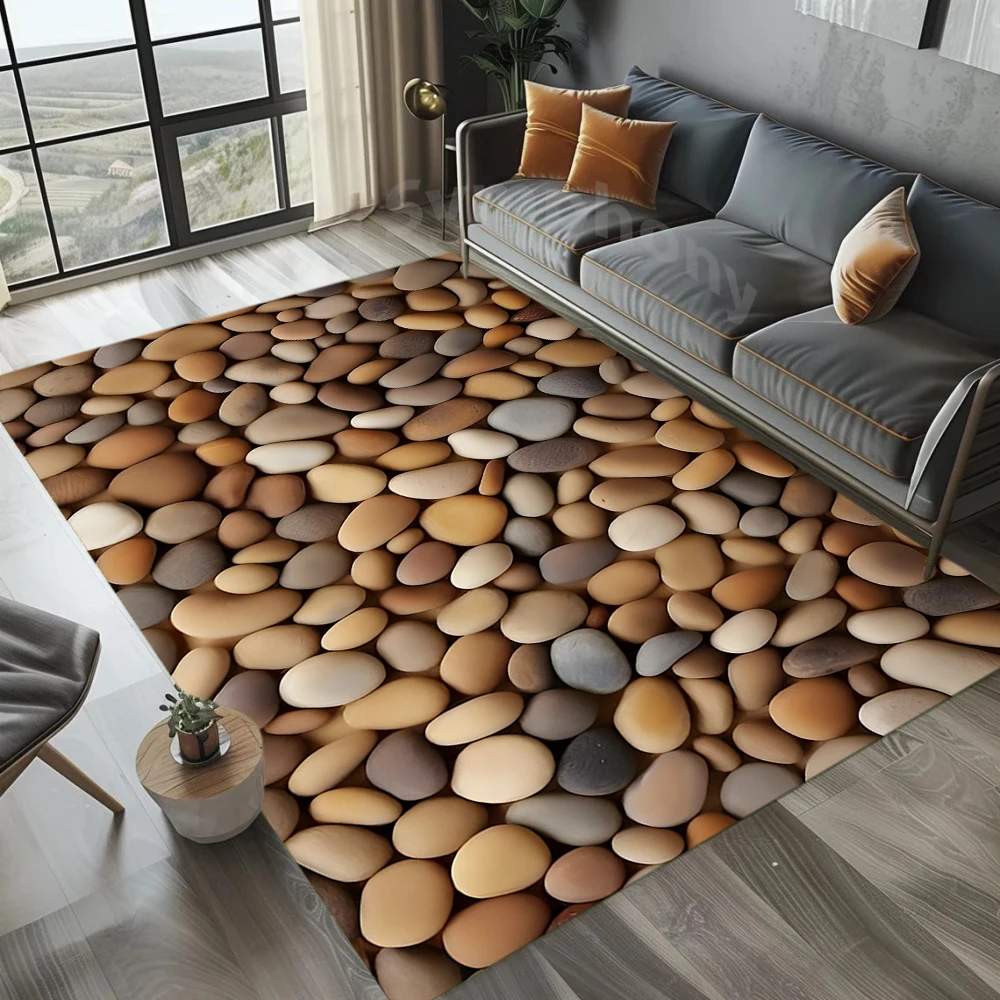 

3D Rug Realistic Pebbles Floor Mat Live Room Bedroom Easy To Clean Rugs Children's Play Mat Home Decor Carpet Table Chair Mat