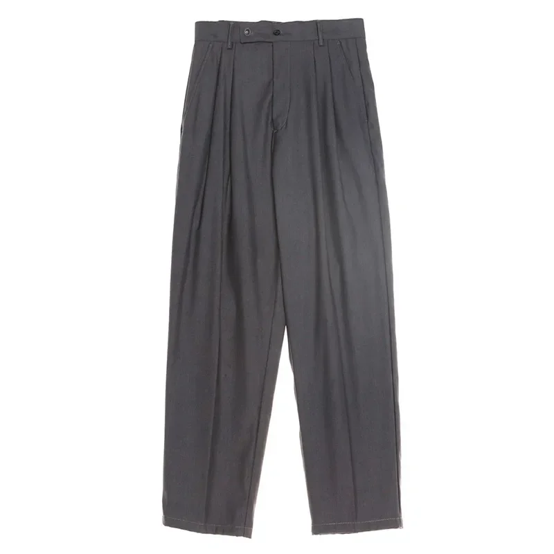 Prowow-Pantalon droit monochrome pour homme, pantalon plongeant, tout match, style fjKorean, simple, neuf points, printemps