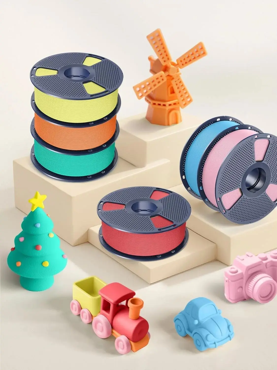 SUNLU 3KG Filament PLA PLUS o Wysokiej Prędkości Druku 1.75mm Szpula 1kg Równomiernie Nawinięty Filament PLA do Drukarek 3D Pasuje do Większości Drukarek FDM — zdjęcie produktu 7