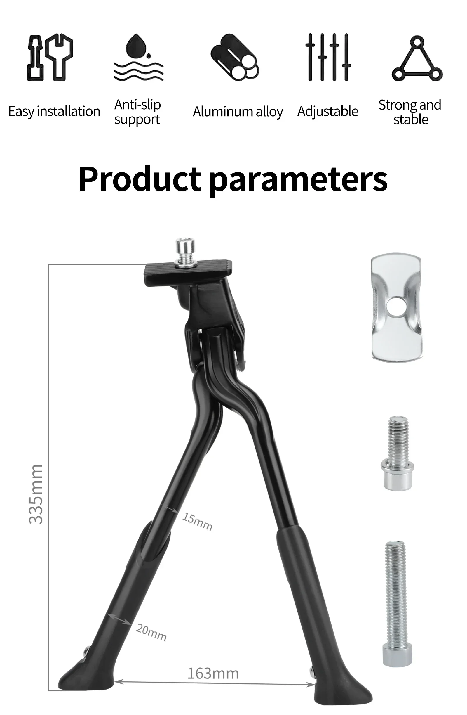 MEROCA Aluminiumlegierung Fahrrad-Doppelständer, verstellbarer Mittelständer, stabiler Parkständer für MTB, Rennrad, Faltrad. – Detail 2