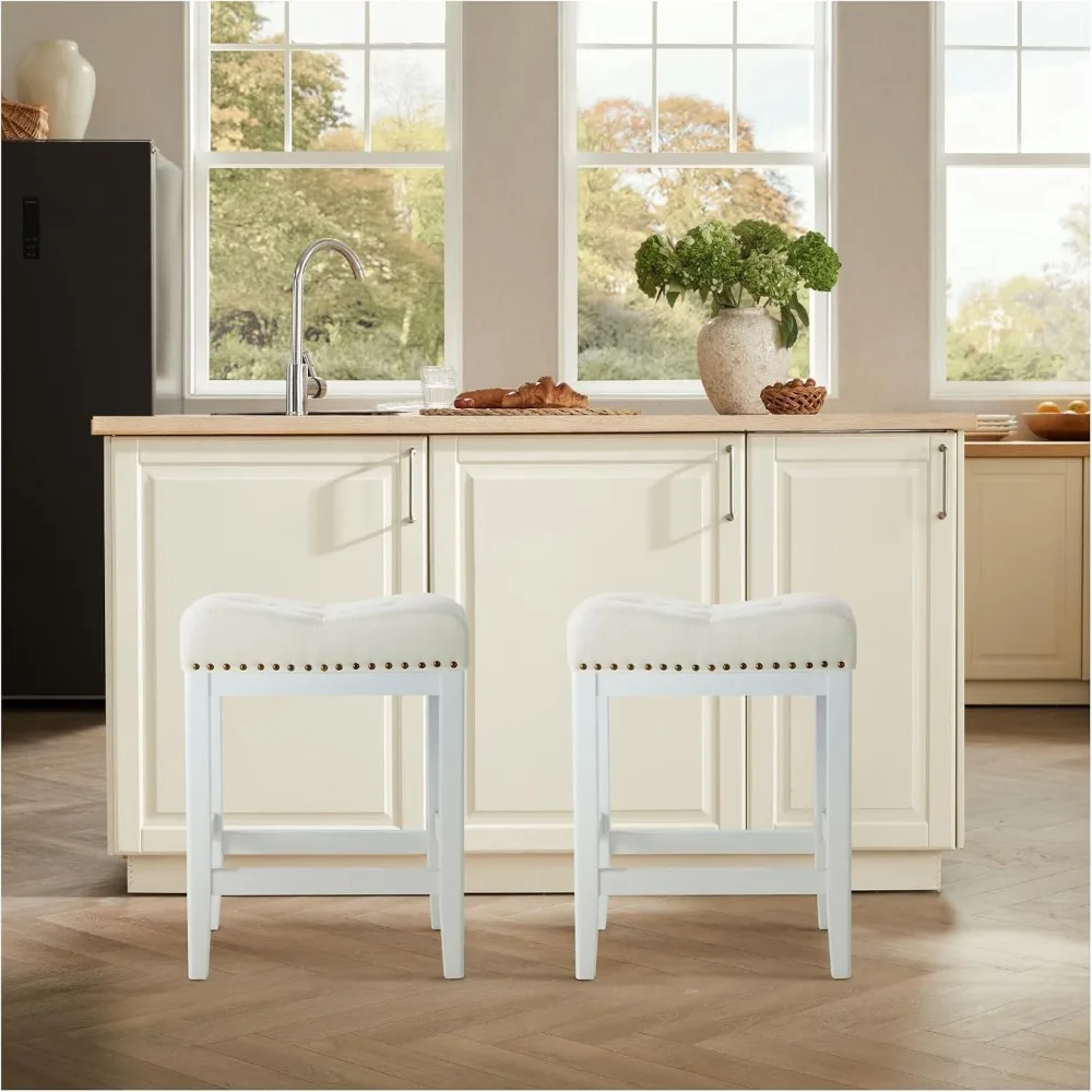 

Табурет для кухонной стойки, 24-дюймовые барные стулья, деревянные табуреты, тканевые кухонные островные табуреты с сиденьями-седлами, высота барной стойки без спинки S