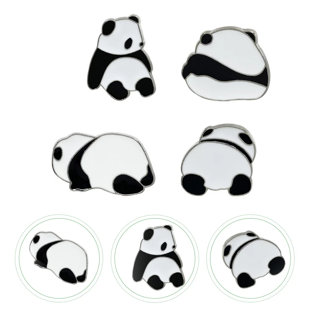

4 Pcs Panda Brooch Alloy Chest Pin Cartoon Badge Women Sweater Corsage Lapel Pin Gift Accessory Excellent for Parties