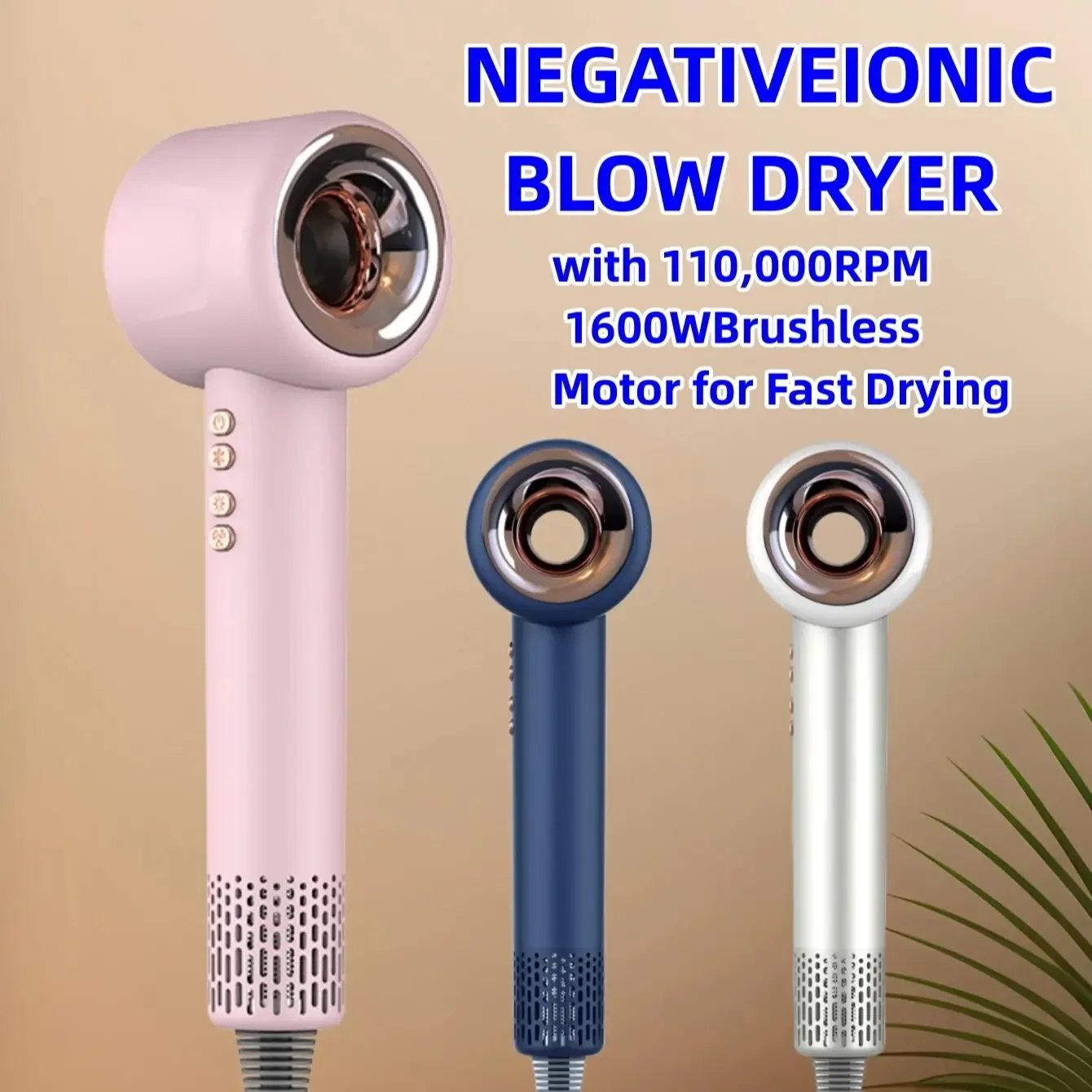 

Мощный фен 1600 Вт с отрицательными ионами для парикмахерских, бесшумный, с постоянной температурой, для ухода за волосами