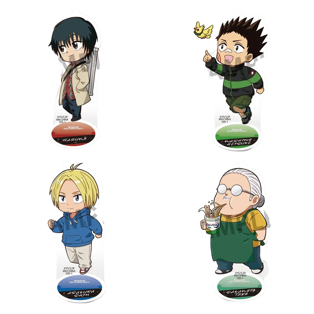 Anime ’Sakamoto Days‘ 15cm Acrylic Stand Keychain Tarou Sakamoto & Yoichi Nagumo Chibi Ramen Ver. Figure Desk Decor Gift
