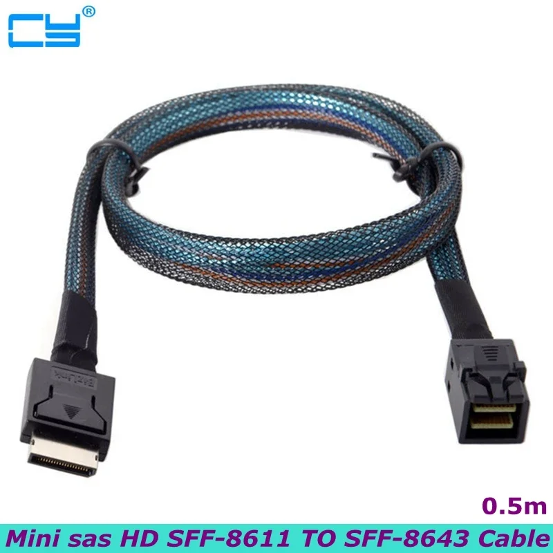 

High Quality PCIe PCI-Express SFF-8611 4i to SFF-8643 HDD SSD Data Active Backplane-Target Cable High Definition 0.5m