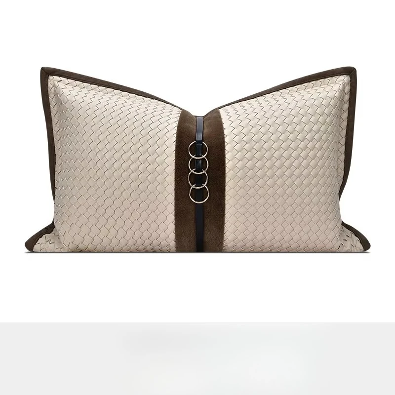 

Luxury woven pillow cover decorative beige cushion cover living room