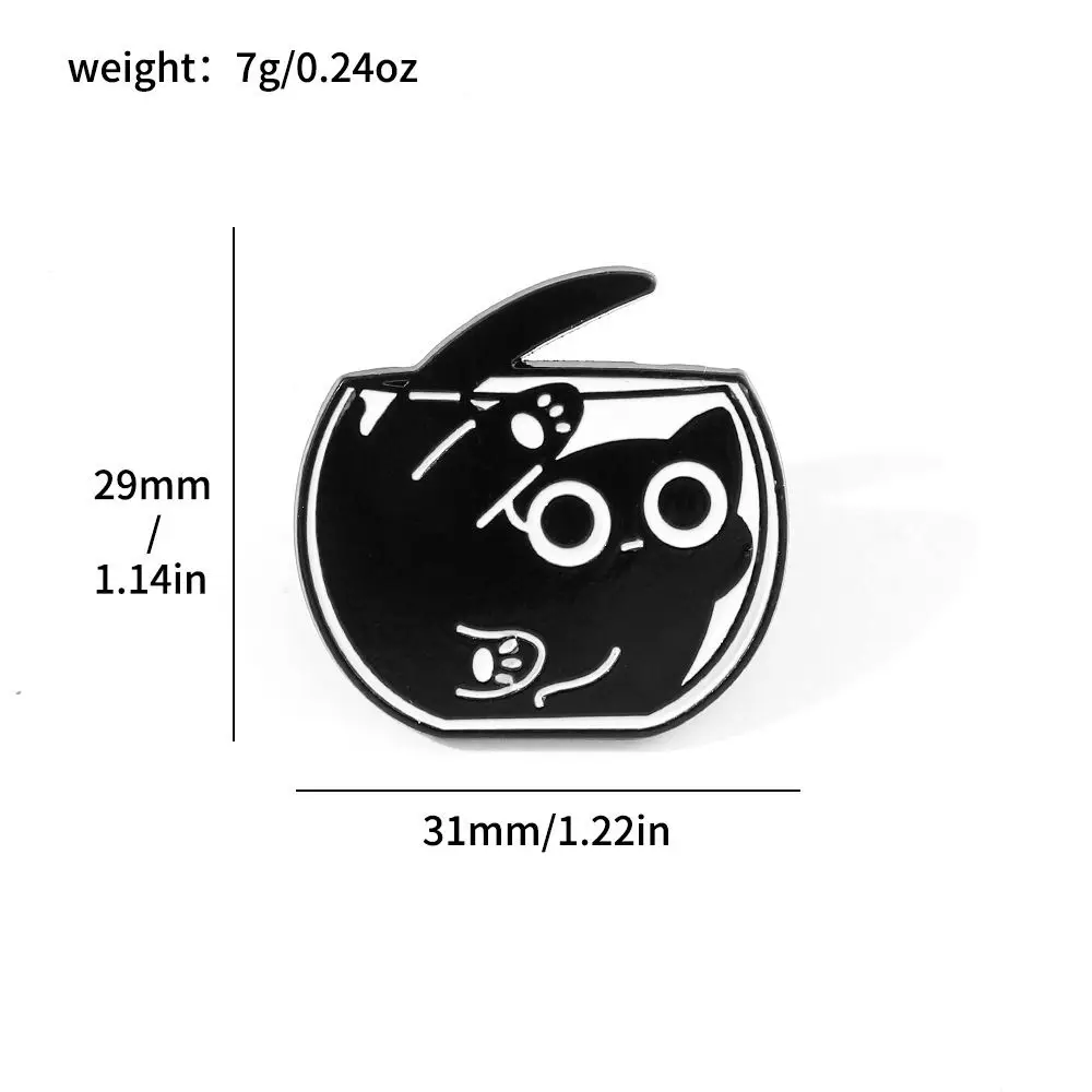 귀여운 고양이 에나멜 핀, 검은 고양이 브로치, 라펠 배지, 만화 동물 쥬얼리, 어린이 선물