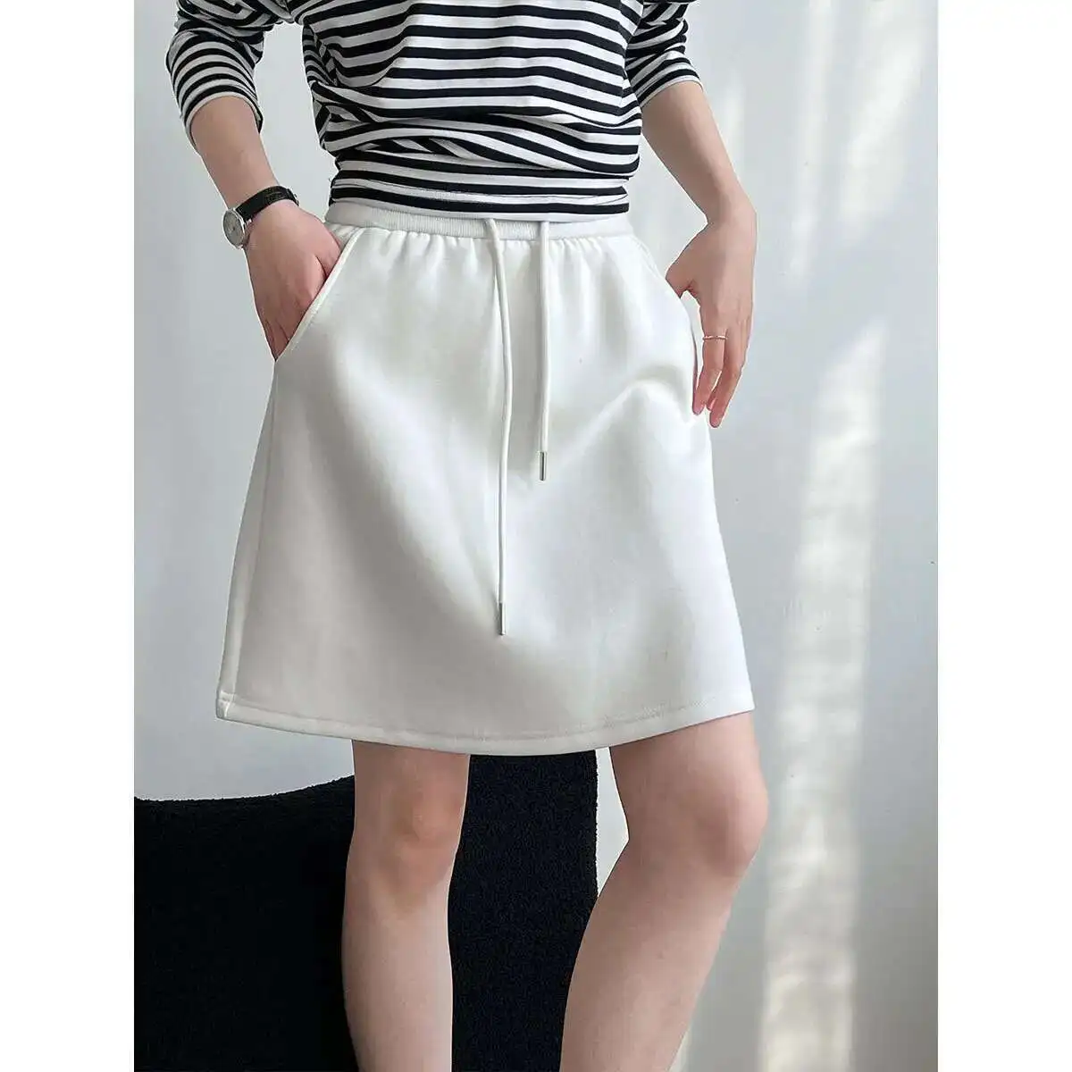 Casual Leisure Sports Short Skirt 2025 Spring/summer New Style Elastic Waist Loose A-line Half Body Skirt High Waist Health Skir