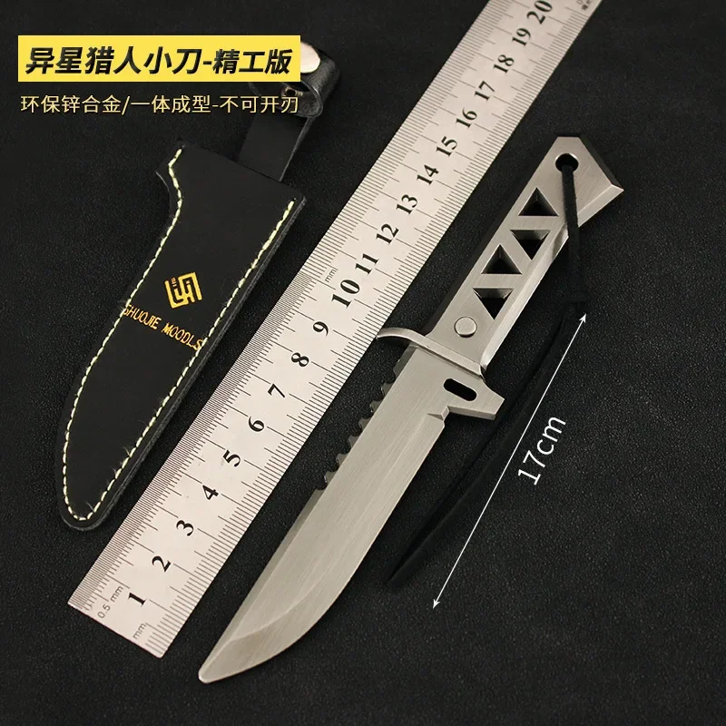 17cm Uncut Safe Military Tactical Knive with PU Sheath Valorant Game Peripheral Melee Xenohunter Knife Cosplay Model Toys