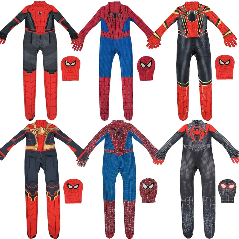 SN60 Spiderman Costume per bambini Zentai Suit Spider Man nel versetto di ragno Miles Morales Supereroe Cosplay Body per adulti 1 @