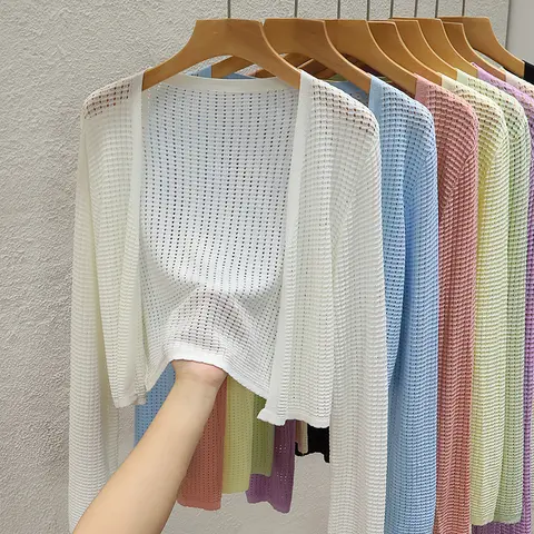 2025 Long Sleeve Crochet Knit Top Summer Beach Bikini Cover Up Crop Pullover Wool Knitwear Blouse Women Vacation Boho Outfit