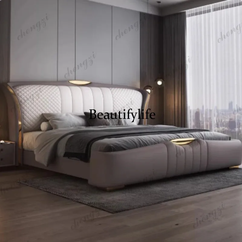 L181 Italian Beige Comforter Bed Frames Luxury Modern King Size Monster Double Bed Headboards Storage Lozko Sypialniane Furnitur