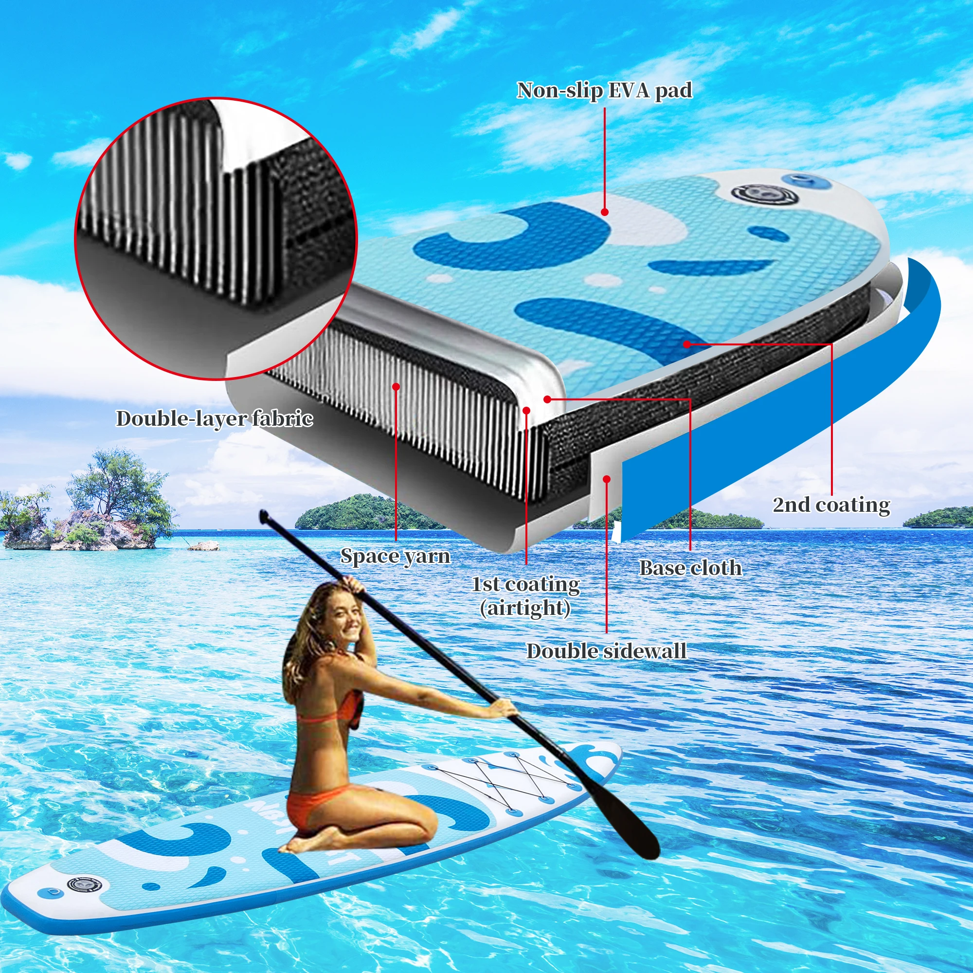 Wassersport Surf Surfbrett auf Lager leichtes aufblasbares PVC Air Sup Standing Paddle Board Standing Paddle Board