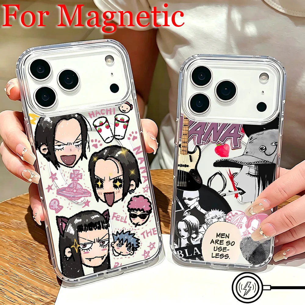 HOT Anime Nana Oosaki Magnetic Phone Case for Samsung Galaxy S26 S25 S24 S23 S22 S21 S20 FE Edge Plus Ultra 5G Clear TPU Cover